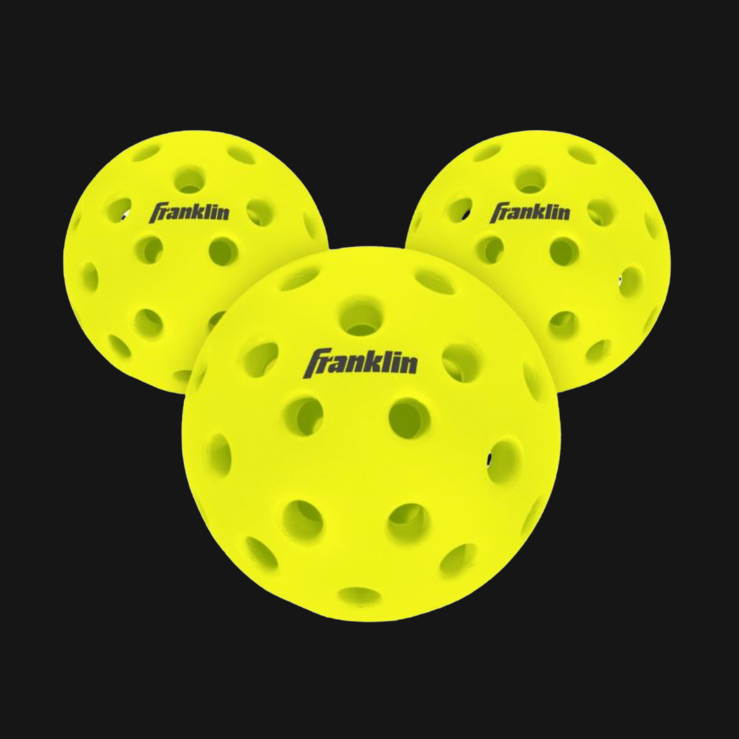 Franklin Silent Serve foam pickleballs 3-pack in optic yellow